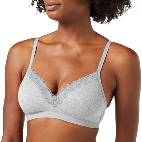 Iris & Lilly Women's Cotton Wireless Padded Bra, Grey Heather, 38A
