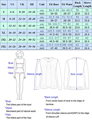 GRACE KARIN Womens Autumn Cardigans Crew Neck Lightweight Long Sleeve Button Down Cardigan Sweater M Light Gray