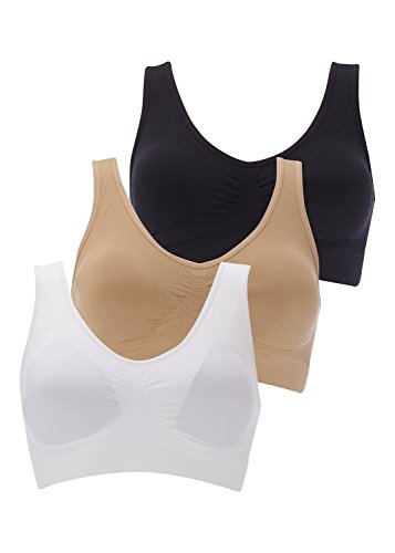 Boolavard The Ultimate Comfort Bra. Seamless Support Comfort Sport Stretch Action Leisure Black White (as8, Alpha, m, Regular, Regular)