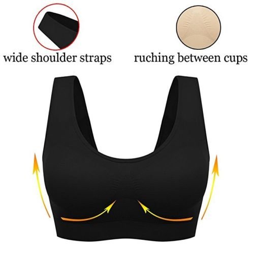 Boolavard The Ultimate Comfort Bra. Seamless Support Comfort Sport Stretch Action Leisure Black White (as8, Alpha, m, Regular, Regular)