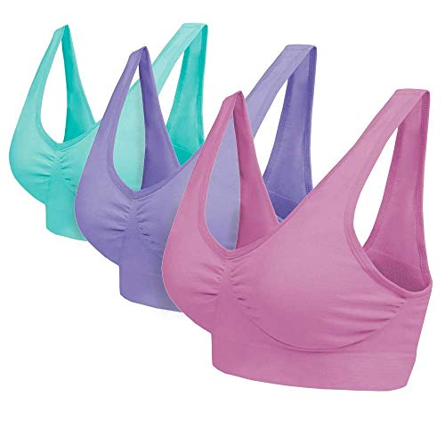 Blu Apparel Multipack Seamless Comfort Bras for Everyday Wear Non Padded No Underwire Maternity Sleep Bra (XL Aqua/Pink/Lilac)