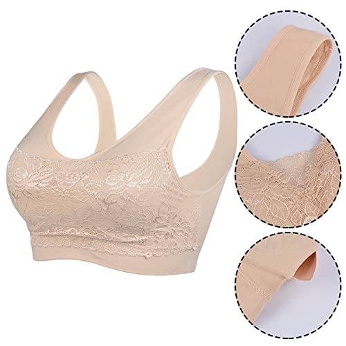 Litthing Women Sports Bra Seamless Comfortable Soft Breathable Ladies Lace Bras Removable Padded Tops Push up Underwear Packs for Yoga Fitness Exercise