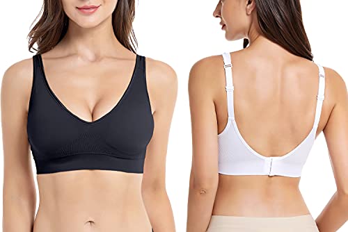 Comfyin Wireless Bras for Women Non Wired Seamless Bras with Removable Pads 3 Pack