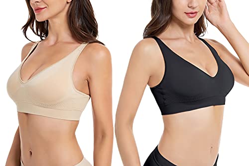 Comfyin Wireless Bras for Women Non Wired Seamless Bras with Removable Pads 3 Pack