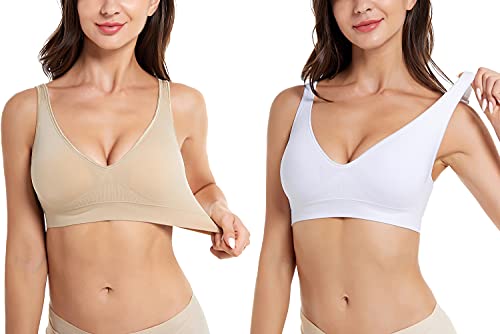 Comfyin Wireless Bras for Women Non Wired Seamless Bras with Removable Pads 3 Pack