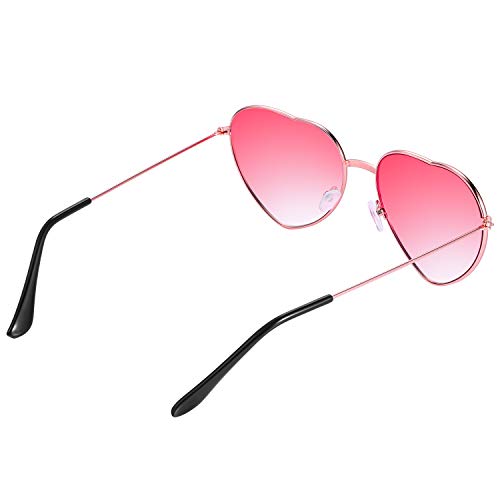 Boao 2 Pairs Hippy Specs Glasses Heart Shaped Sunglasses for Hippie Fancy Dress Accessory, Rose Gold Frame (Gradient Red Lens)