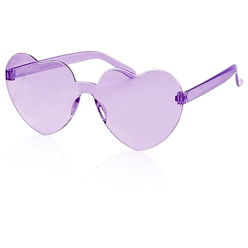 Rumyve 1 Piece Heart Shape Sunglasses - Womens Fashion Multicolor Rimless Heart-shaped Glasses Ladies Shades