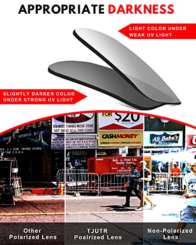 TJUTR Photochromic Polarized Sunglasses Unisex for Driving, Classic Retro Round Eyewear UV Protection (Leopard Frame/Photochromic Lens)