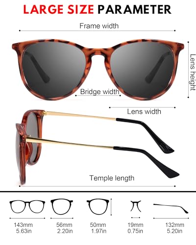 TJUTR Photochromic Polarized Sunglasses Unisex for Driving, Classic Retro Round Eyewear UV Protection (Leopard Frame/Photochromic Lens)