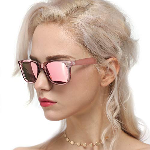 Myiaur Fashion Sunglasses Womens Polarised, Mirror Ladies Sunglasses Anti Glare 100% UV Protection (Lens Height 42mm/Hotpink)