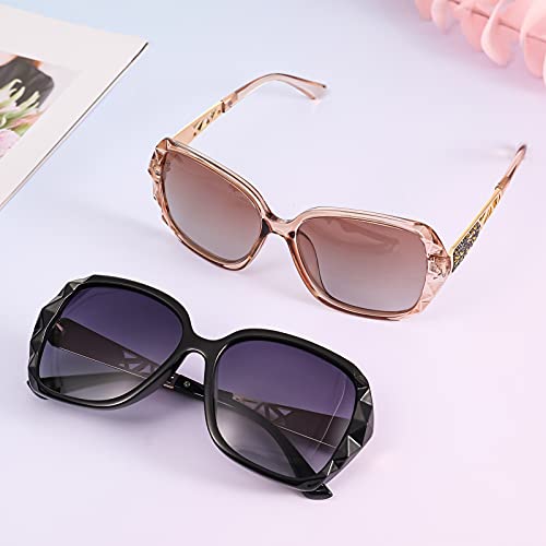 2pcs Women Sunglasses, Classic Trend Ladies UV400 Protection Oversized Polarised Sunglasses Sparkling Large Frame