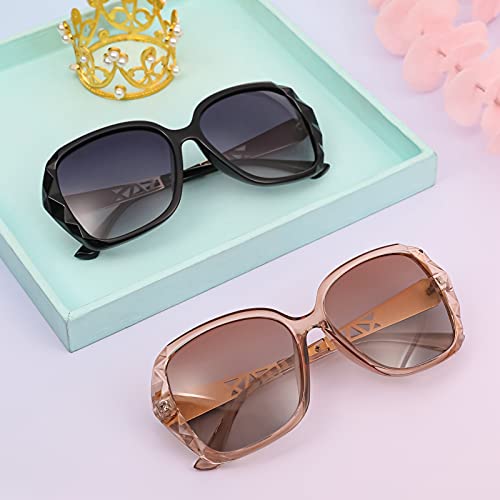 2pcs Women Sunglasses, Classic Trend Ladies UV400 Protection Oversized Polarised Sunglasses Sparkling Large Frame