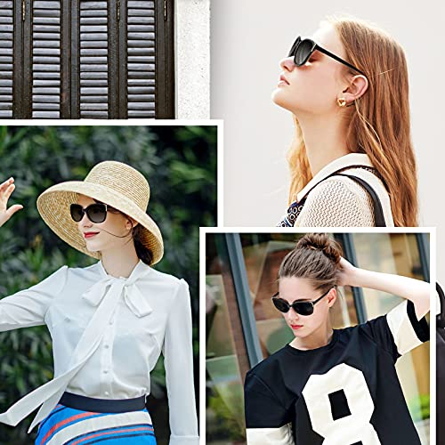 Face Shadow Cat Eye Sunglasses for Women Polarized Fashion Metal Decoration Ultralight UV400 Protection Black
