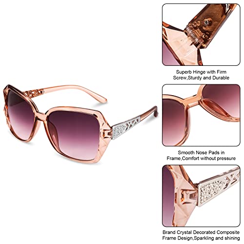 FRIUSATE 3 Pcs Women Large Sunglasses Vintage Fashion Ladies Sunglasses UV400 Oversized Sun Glasses Eyewear