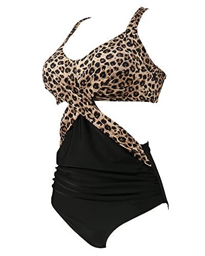 RXRXCOCO Women Cutout Swimming Costume Tummy Control One Piece Swimsuits Swimwear