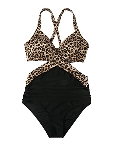 RXRXCOCO Women Cutout Swimming Costume Tummy Control One Piece Swimsuits Swimwear