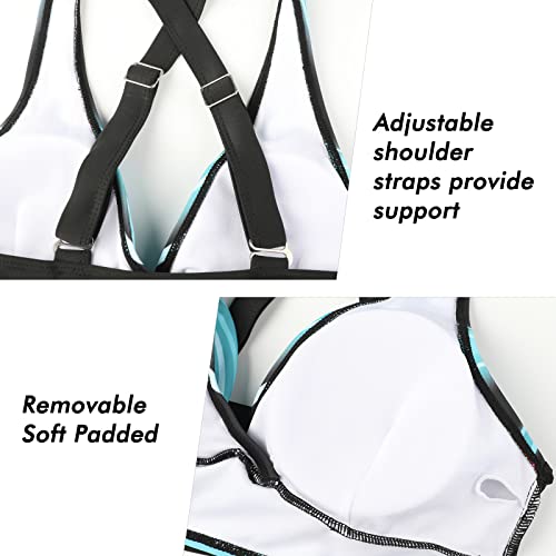 Adigaber Women's Two Piece Swimsuits Criss Cross Top Bikini High Waisted Bottom Tummy Control Bathing Suits Vintage Print Swimwear