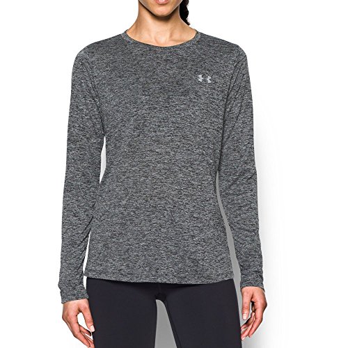 Under Armour Women's Under armour wo tech long sleeve crew twist, Black (001 Metallic Silver, M