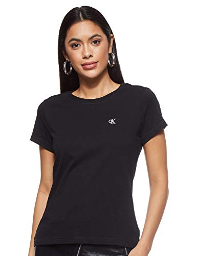Calvin Klein Jeans Women's Embroidery Slim TEE Shirt, Ck Black, M