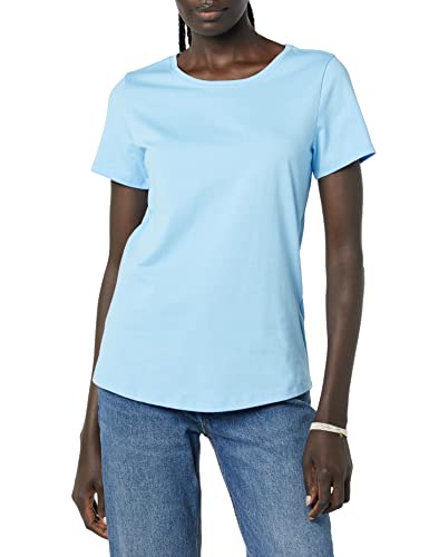 Amazon Essentials Women's Classic-Fit 100% Cotton Short-Sleeve Crewneck T-Shirt (Available in Plus Size), Pack of 2, Navy/Light Blue, XL
