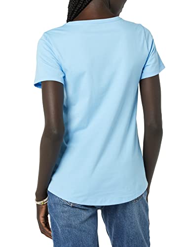 Amazon Essentials Women's Classic-Fit 100% Cotton Short-Sleeve Crewneck T-Shirt (Available in Plus Size), Pack of 2, Navy/Light Blue, XL