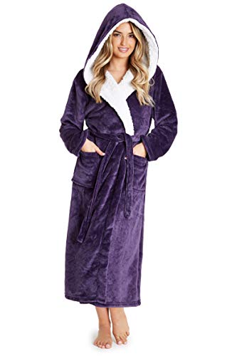 CityComfort Ladies Dressing Gown Soft Plush Bath Robe for Women Housecoat Loungewear Bathrobe (Purple, S)