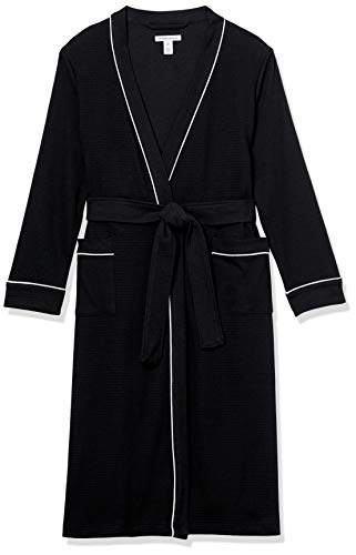Amazon Essentials Women's Lightweight Waffle Full-Length Robe (Available in Plus Size), Black, M