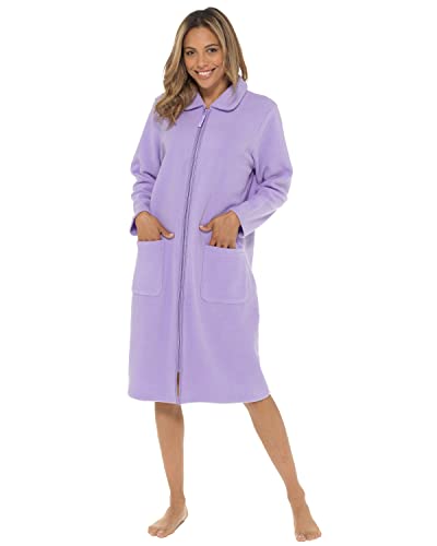 Undercover Ladies Zipped Soft Fleece Dressing Gown LN730 Lilac 14-16