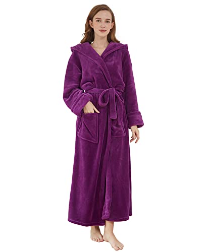 DiaryLook Fluffy Ladies Dressing Gown with Hooded, Super Soft Loungewear Robe for Women, Dressing Gowns for Women UK Bathrobe