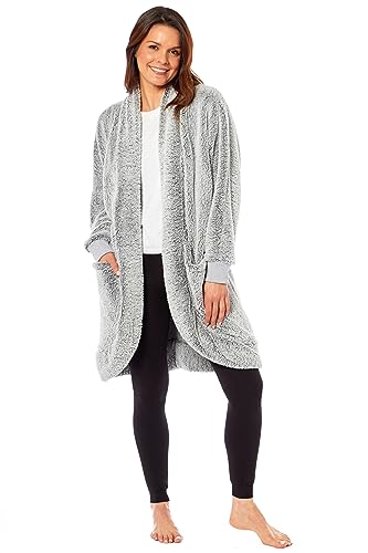 Daisy Dreamer Womens Cardi Gown Robe Ladies BathRobe House Coat Comfort Stylish Dressing Gowns Overcoat Long Sleeve Robes for Super Soft Warmth and Cosy Loungewear with Pockets, S/M