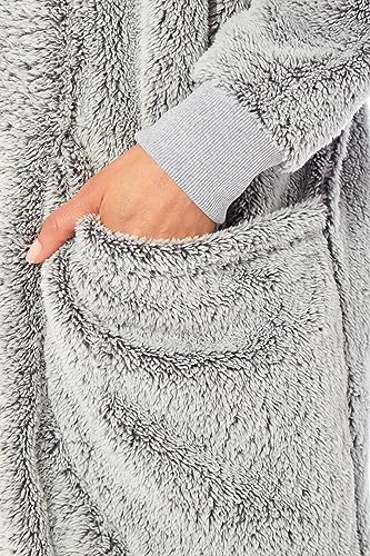Daisy Dreamer Womens Cardi Gown Robe Ladies BathRobe House Coat Comfort Stylish Dressing Gowns Overcoat Long Sleeve Robes for Super Soft Warmth and Cosy Loungewear with Pockets, S/M