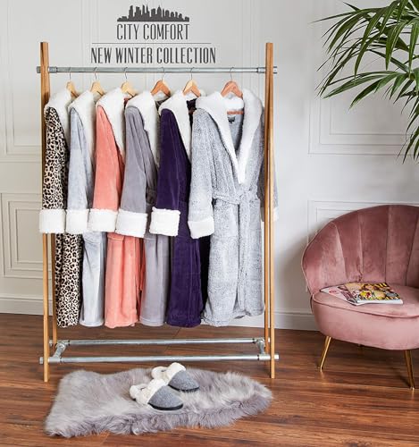 CityComfort Dressing Gown Women, Fluffy Bath Robes for Women, Gifts for Her (XL, Two Tone Grey)