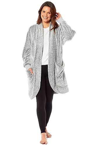 Daisy Dreamer Womens Cardi Gown Robe Ladies BathRobe House Coat Comfort Stylish Dressing Gowns Overcoat Long Sleeve Robes for Super Soft Warmth and Cosy Loungewear with Pockets, S/M