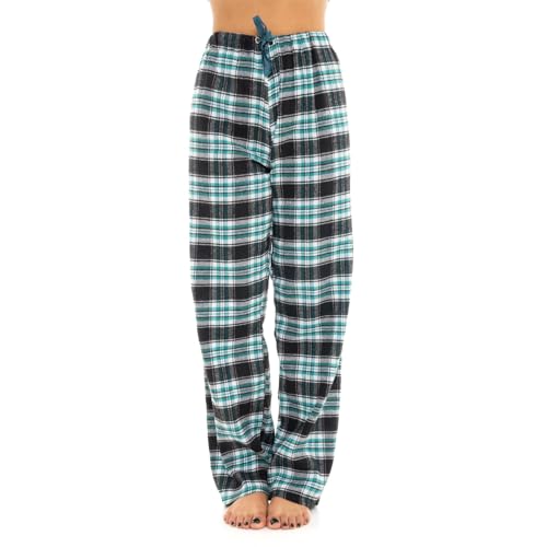 Style It Up Ladies Flannel Woven Lounge Pants Womens Pyjama Bottoms Lightweight Night Wear (Teal, Large)