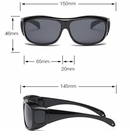 AKAMAS 2 Pack HD Night Day Vision Driving Wrap Around Anti Glare Sunglasses with Polarized Lens for Man and Women