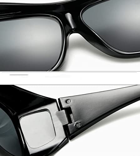 AKAMAS 2 Pack HD Night Day Vision Driving Wrap Around Anti Glare Sunglasses with Polarized Lens for Man and Women