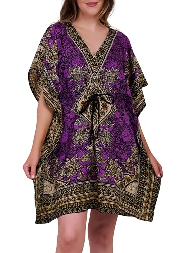 Love My Fashions® Women's Floral Kaftans African Summer Mini Beach Dress Swim Coverups Short Casual Nightwear Loose Sundress Loungewear