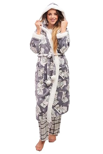 Ex High Street Brand Tatty Teddy Fluffy Fleece Hooded Women's Robes Dressing Gowns for Women UK Bathrobes Women Ladies Dressing Gowns