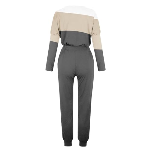 AMhomely Tracksuit Womens Full Set Lounge Wear Sets Sweatsuits Oversized Solid Color Long Sleeve Shirts High Waist Wide Leg Joggers Warm Cosy Soft Nightwear Holiday Dailywear