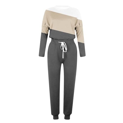 AMhomely Tracksuit Womens Full Set Lounge Wear Sets Sweatsuits Oversized Solid Color Long Sleeve Shirts High Waist Wide Leg Joggers Warm Cosy Soft Nightwear Holiday Dailywear