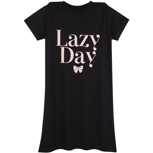 A2Z Ladies Night Dress Nightgown Sleepwear Short Sleeve - Nightie 209 Black L