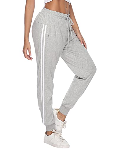 Alebame Women's Jogger Pants Cotton Sports Trousers Sweatpants with Pockets Tracksuit Bottoms Athletic for Casual Jogging Running Fitness Grey L