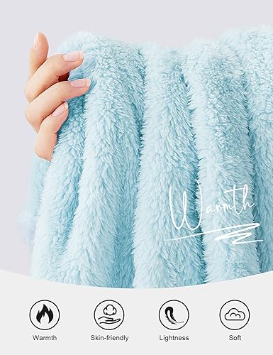 TOMEEK Womens Pyjamas Sets with Pocket Warm Cosy Soft Fleece Pyjamas 2 Piece Nightwear Loungewear Girls Pjs Sets Fluffy Fleece Sleepwear Pyjamas for Ladies,Blue,Size XL