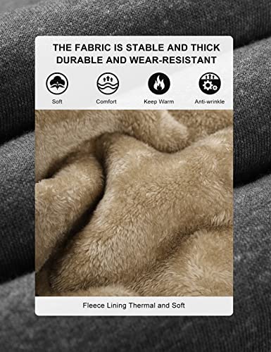 heekpek Women Sherpa Fleece Lined Joggers with Pocket Fleece Sweatpants Winter Warm Thermal Tracksuit Bottoms Jogger Pants with Drawstring, Dark Grey, Size L