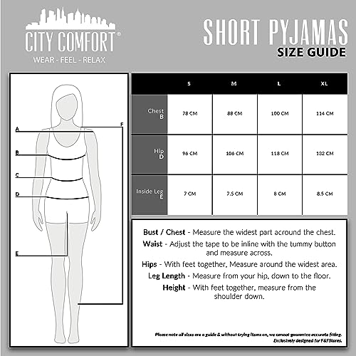 CityComfort Ladies Pyjamas, Cotton Women’s Nightwear S-XL, 2 Piece Ladies Pjs Set (Black, L)