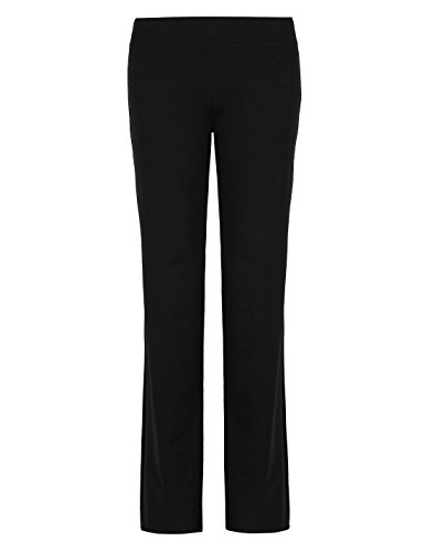 Ladies Marks & Spencer Flat Front Straight Leg Jogger Trousers Sport Active Gym (12 Medium, Black)