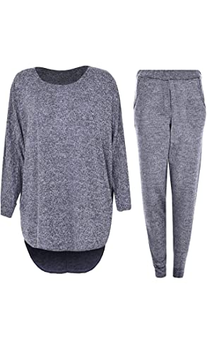 Umbrella Clothing Women 2 Piece Tracksuit Joggers High Low Top and Bottoms Casual Loungewear Knitted Outfit (as8, numeric, numeric_20, numeric_22, regular, regular, Charcoal)