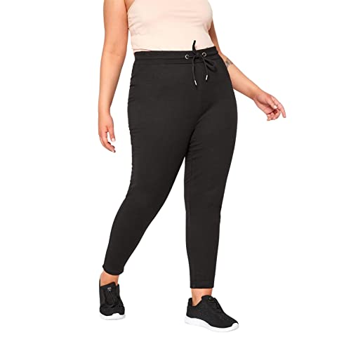 Style It Up Womens Oversized Joggers Ladies Black Casual Sweatpants Baggy Cuffed Bottoms, (Black, Size 20)