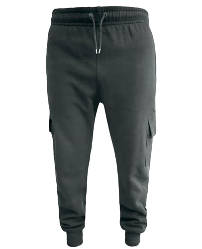 True Face Ladies Trousers Fleece Womens Joggers Cargo Combat Bottoms Casual Elasticated Women Sweatpants with Pockets Charcoal L