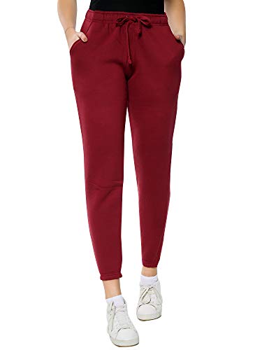 Love My Fashions® Plain Joggers for Women UK Casual Slim Fit Jogging Bottoms Elasticated Waistband and Drawstring with Side Pockets Wine
